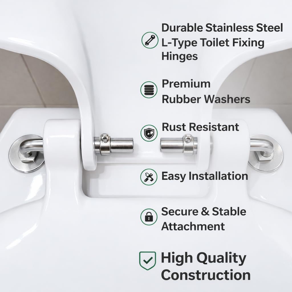 MASTER BATH L Type Toilet Seat Cover Hinges, SS Toilet Seat Hinge Screw L Type for European Toilet Seat Repair Fixing Bolt Screw Set 2