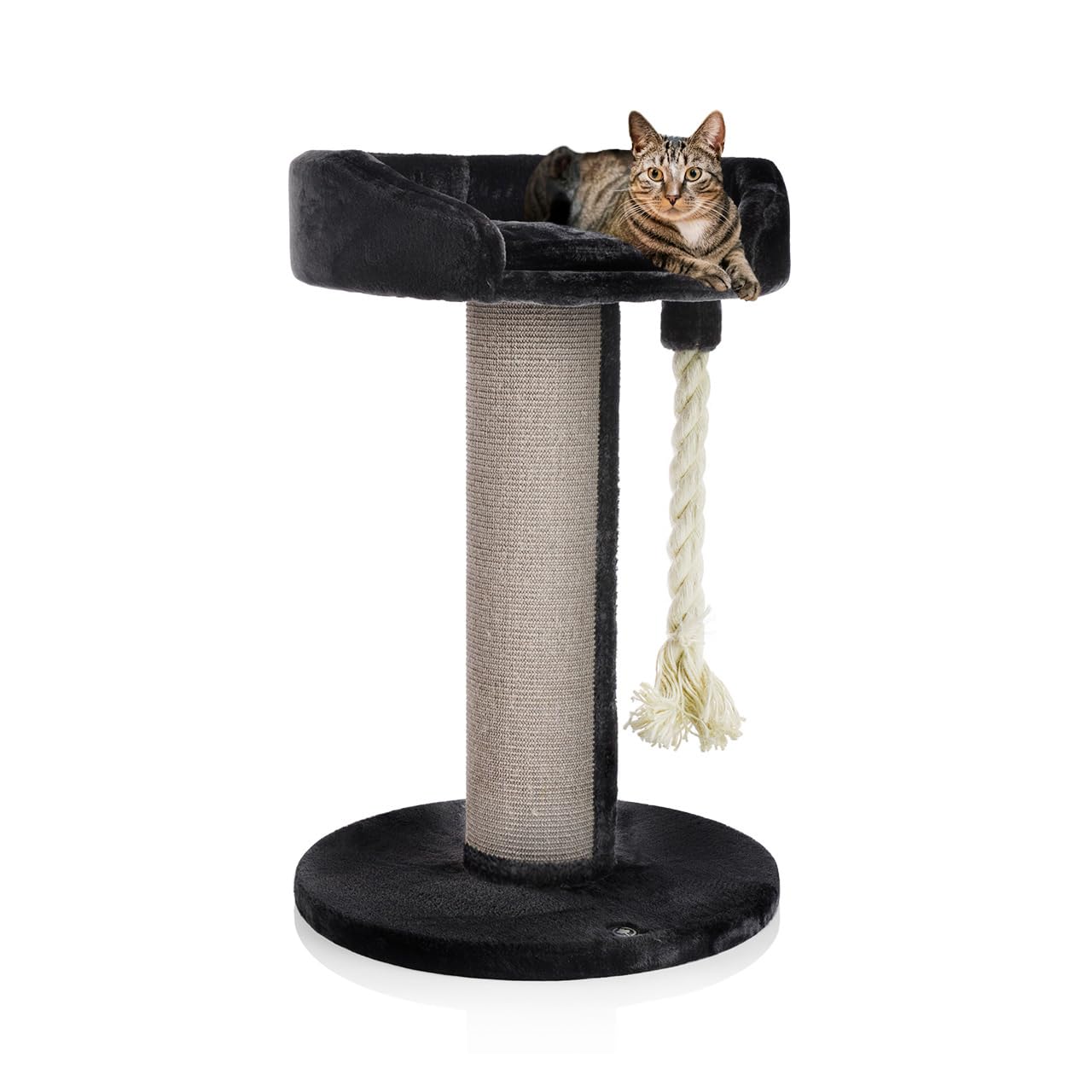 CanadianCat Company | Kratzbaum Ontario - XXL Katzenlounge 100 cm Höhe | anthrazit | Ø 20cm Sisal-Kratzstamm