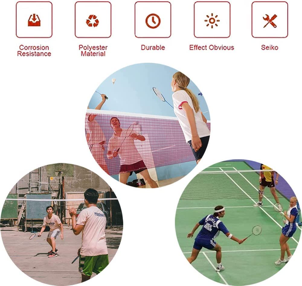 Rete da Badminton Portatile e Pallavolo Regolabile Pieghevole - Tennis