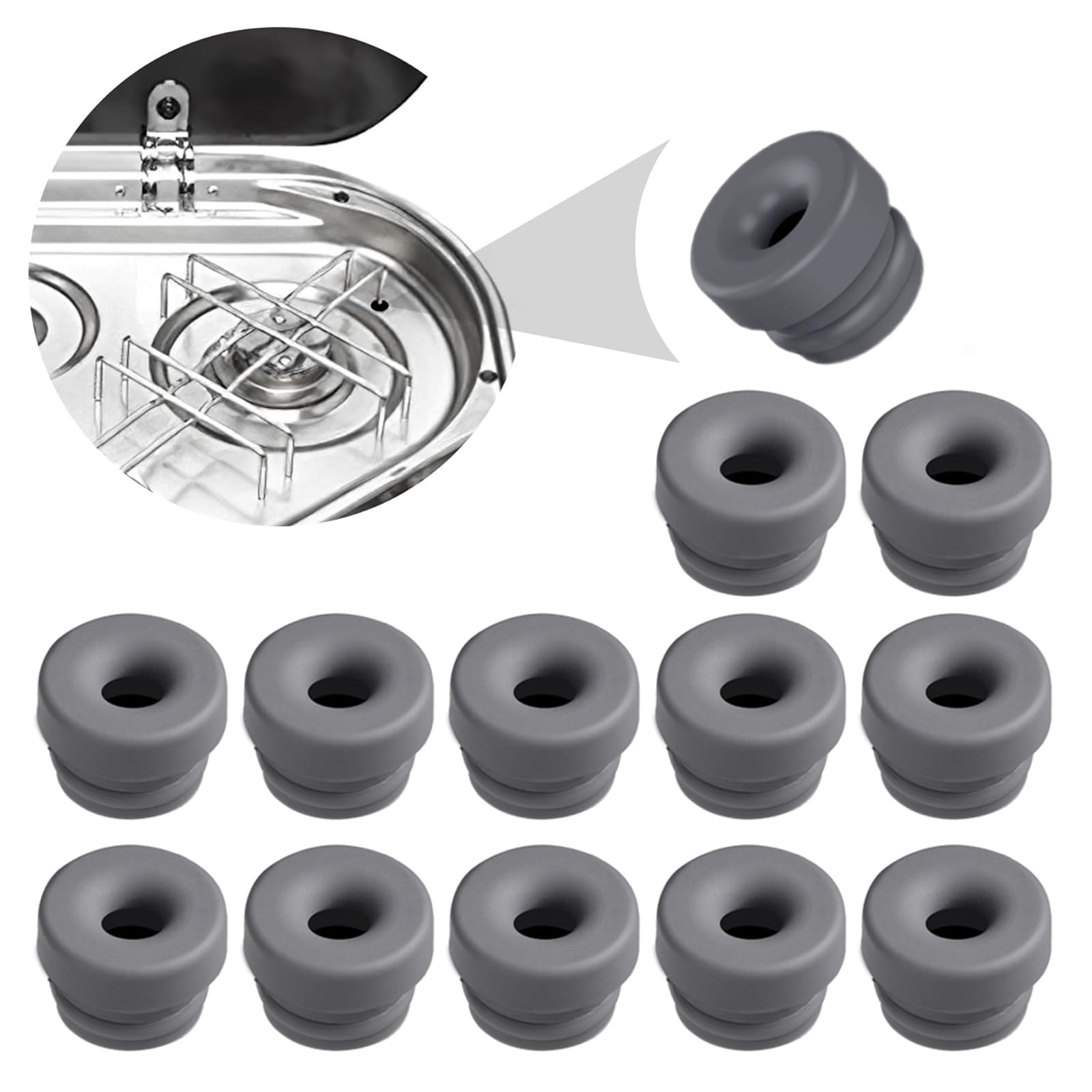 VOCUE 12 Pack Flexible and Easy Replacement Rubber Stove Nozzles Long Rubber Grommets Hole Nozzles for Gas Cooktops