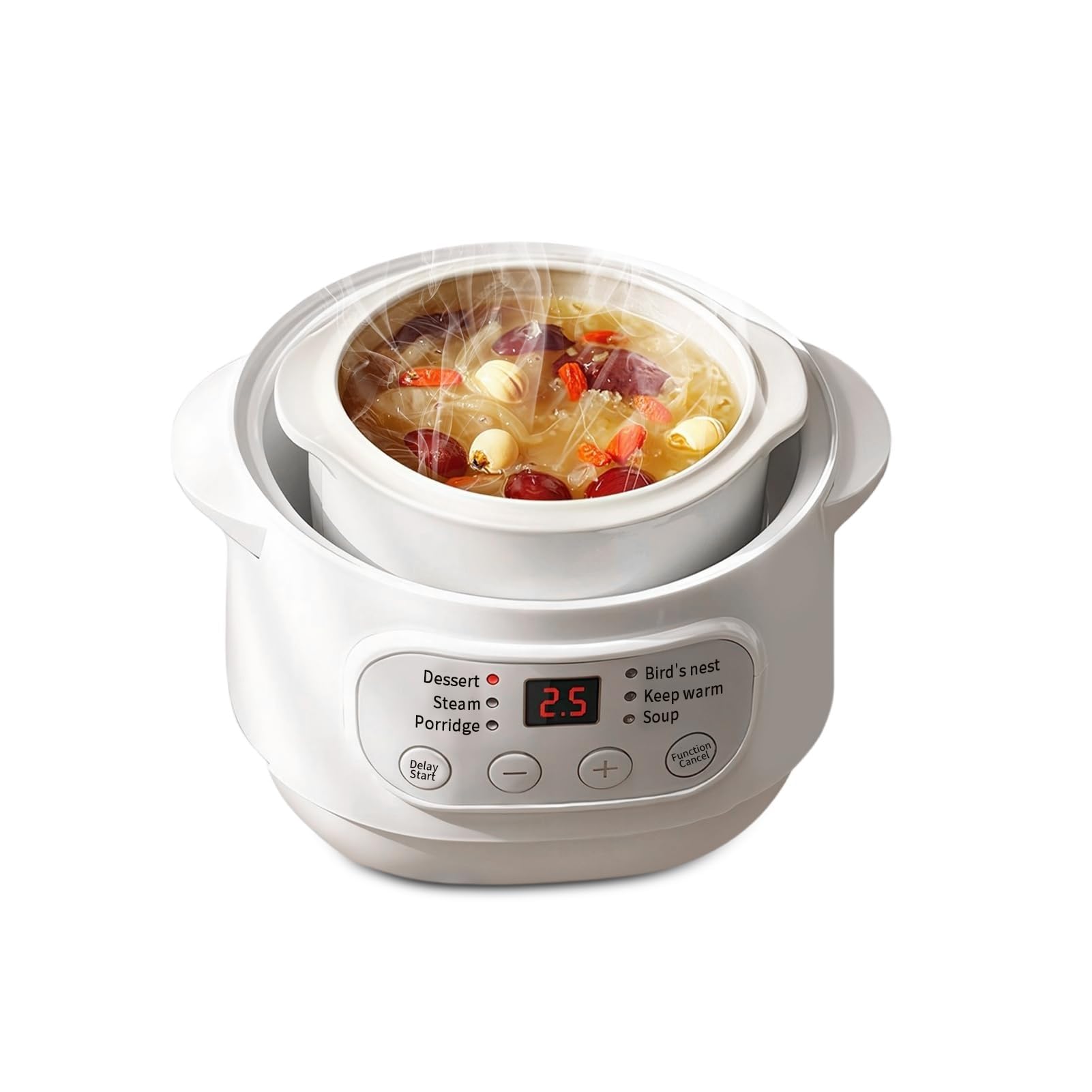 THEGA 1L Electric Stew Pot Slow Cookers Electric Stew Cooker Ceramic Liner With Lid Ceramic Casserole Cooking Pot, For Stove Porridge Rice Soup