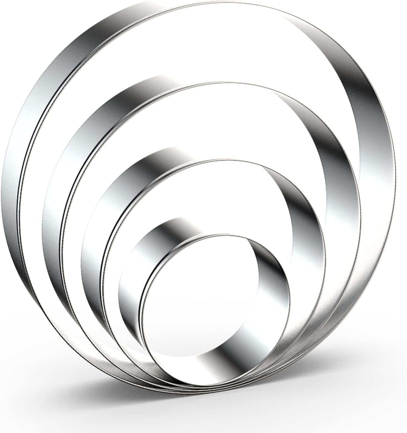 Circle Round Biscuit Cookie Cutter Set - Large Donut Cutter Ring Molds - 5 Inch, 4 Inch, 3 Inch, 2 Inch - Geometric Plaque Cookie Cutters Shapes - Stainless Steel