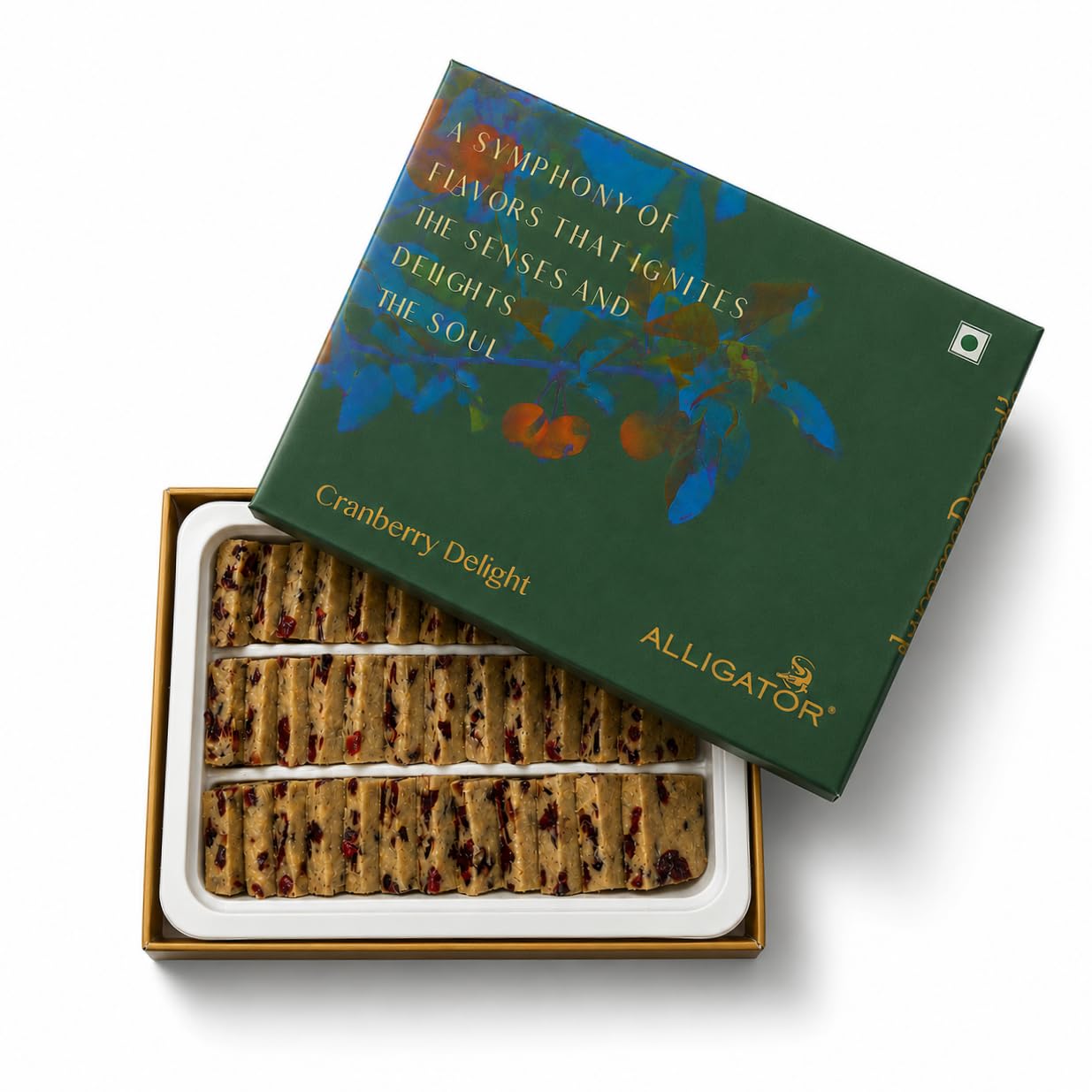 Alligator Cranberry Delight Dry Fruit Sweet | Premium Cashew & Dried Cranberry Mithai with Rose Petals | Less Sugar | No Added Preservatives | Festive Gift Box | 500g-image-45