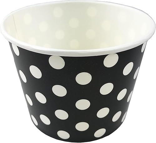 Miniatura 6 de MMvolesy Copas de helado de papel naranja de 16 onzas, tazas de postre desechables de papel de lunares, cuencos de helado para alimentos fríos o