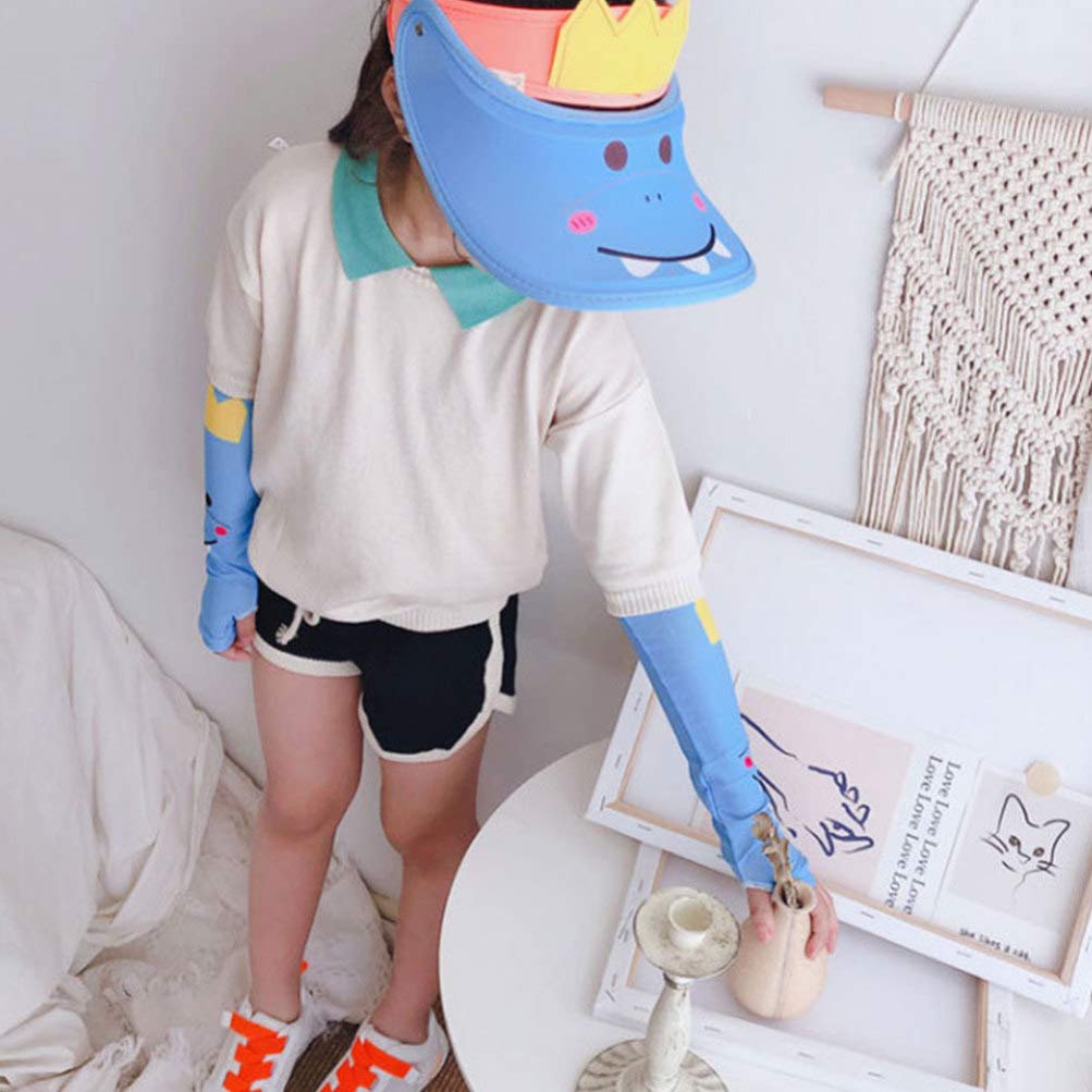 EXCEART 5 Pairs Kinder UV Schutz Arm Ärmeln Cartoon Gedruckt Kühlung Arm Strümpfe Seide Abdeckung für Outdoor Sport Wandern Laufen Radfahren Gemischt Muster