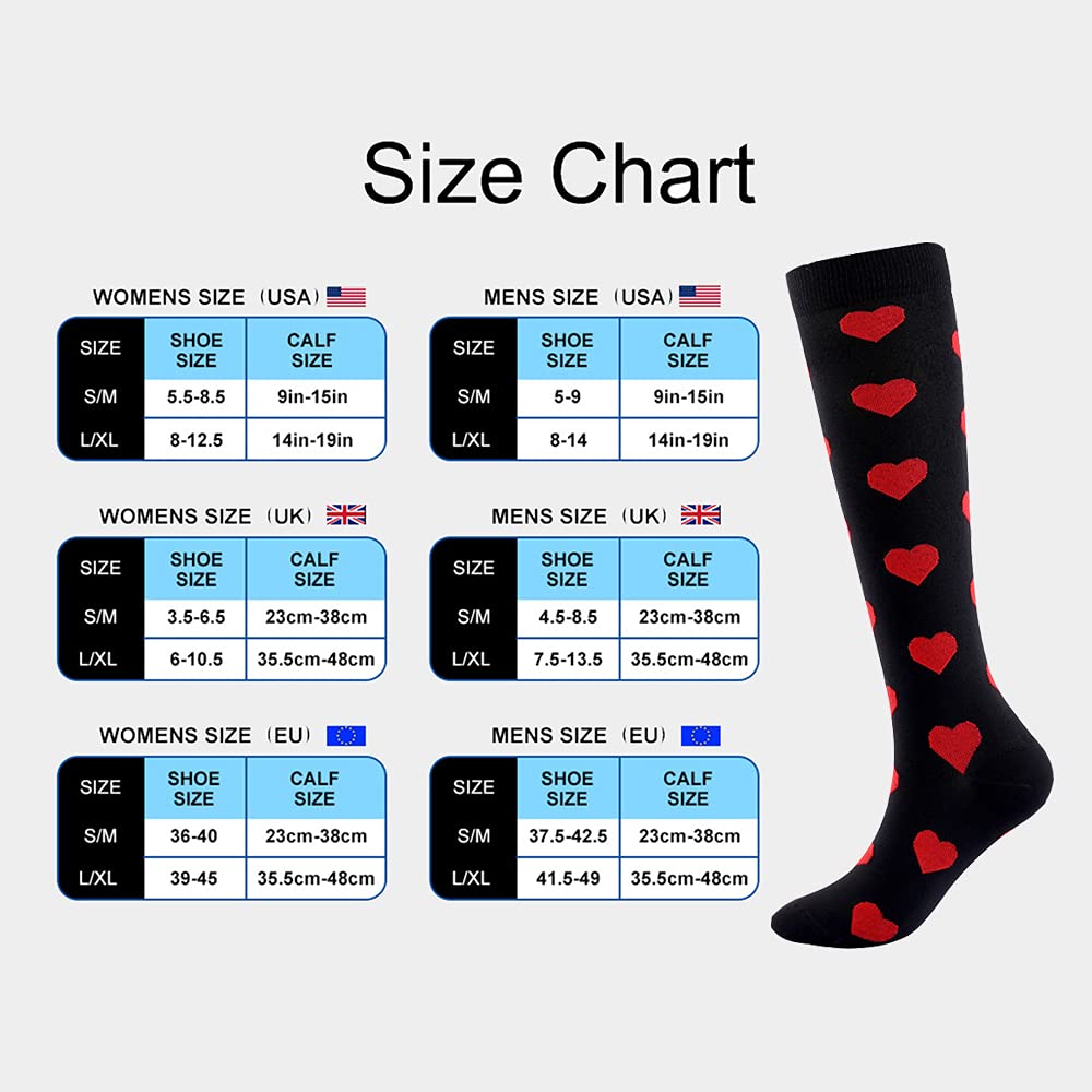 4 Paires Chaussettes de Contention pour Femmes et Homme 20-30 mmHg, Bas de Contention, Chaussette de Compression pour le sport, la course, le cyclisme.