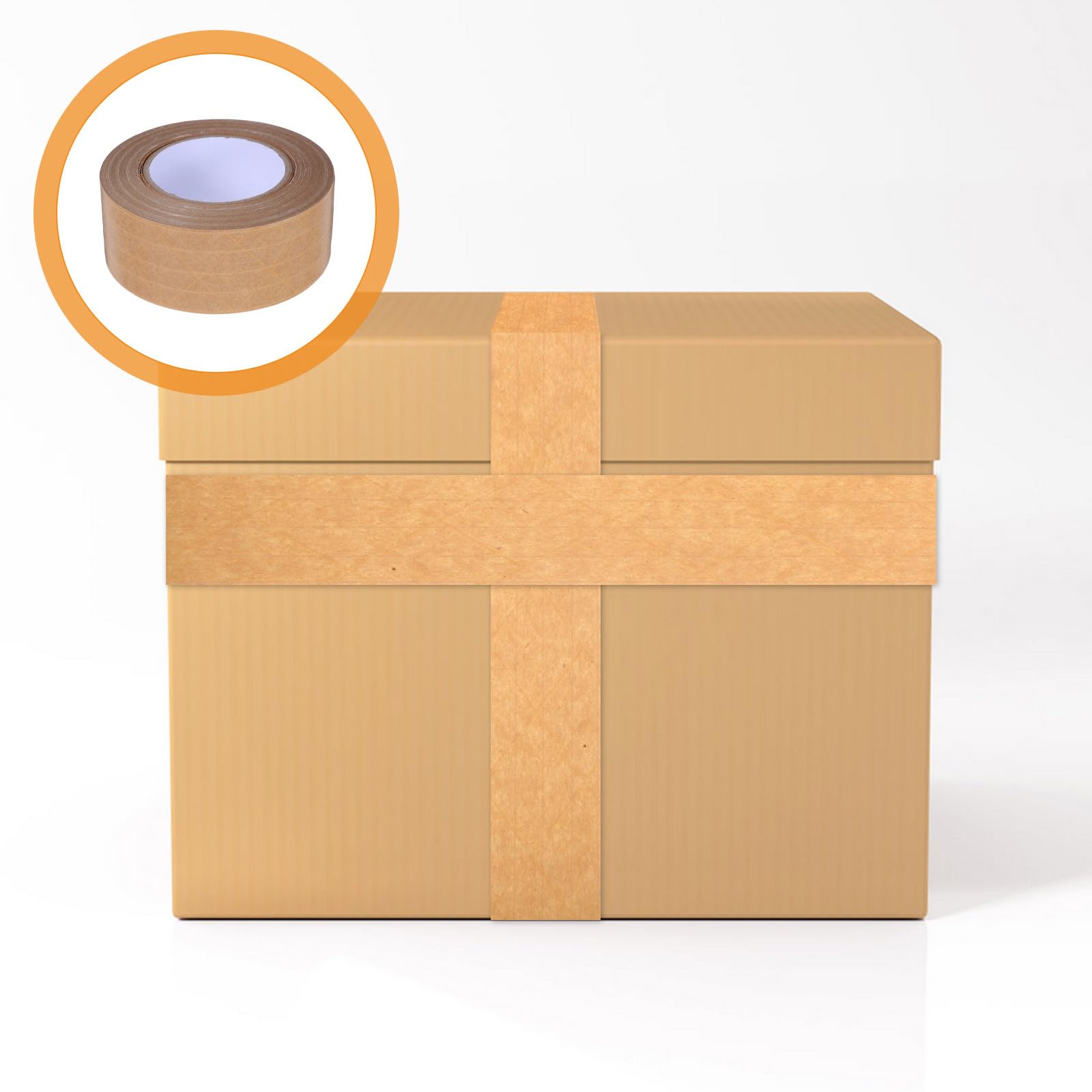 Healeved 3 Stück Kraftpapierklebeband Wasseraktiviert mit Hoher Haftkraft und Beschreibbar Tamper Evident und Verschleißfest zum Sicheren Versiegeln und Versand von Paketen