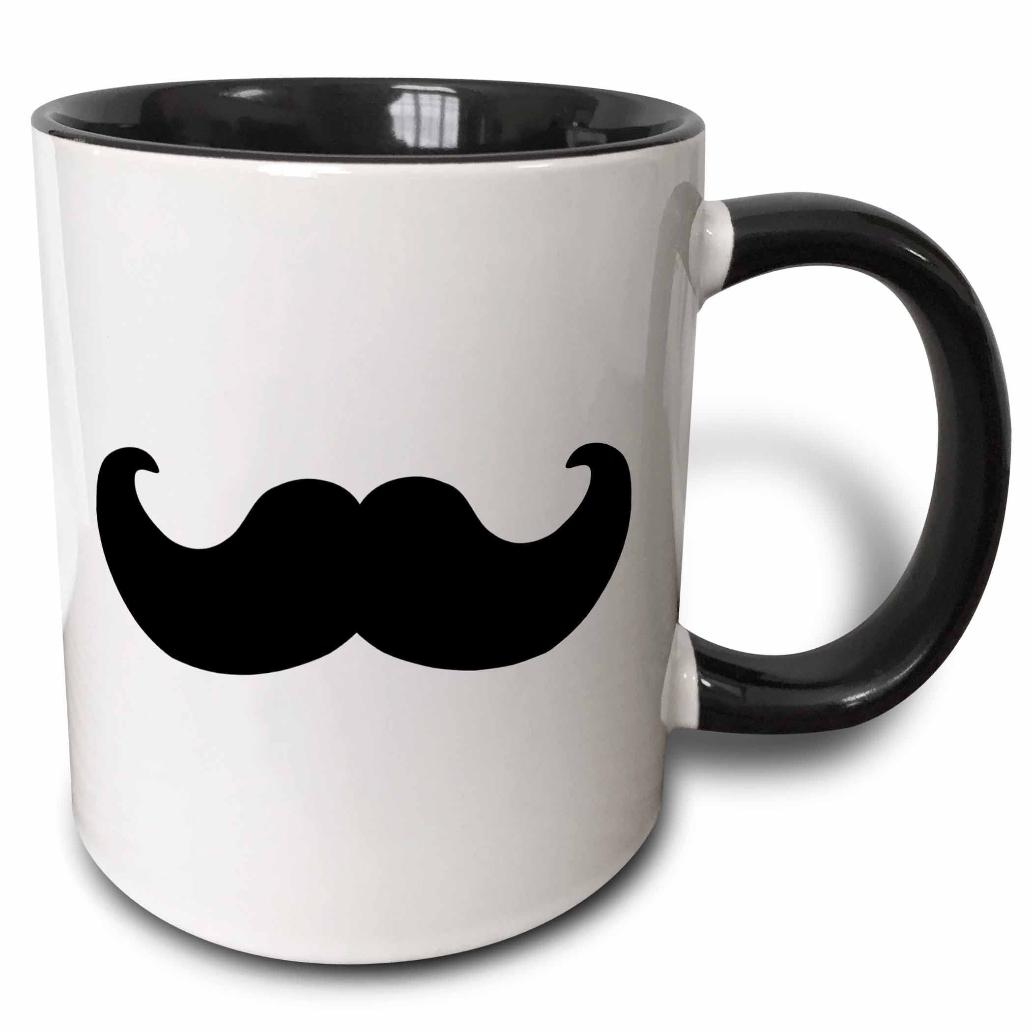 3dRose mug_58329_4 "Black mustache on white - Ironic hipster moustache - Humorous - Fun - Whimsical - Silly - Funny" Two Tone Black Mug, 11 oz, Multicolor