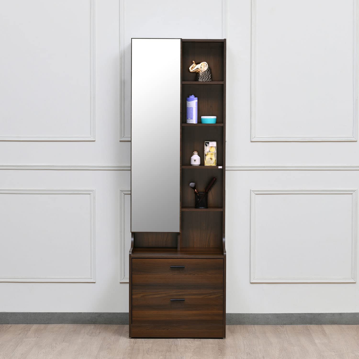@home by Nilkamal Serra Engineered Wood Dressing Table with Storage ( Matte Finish - Color - Walnut )-image-36