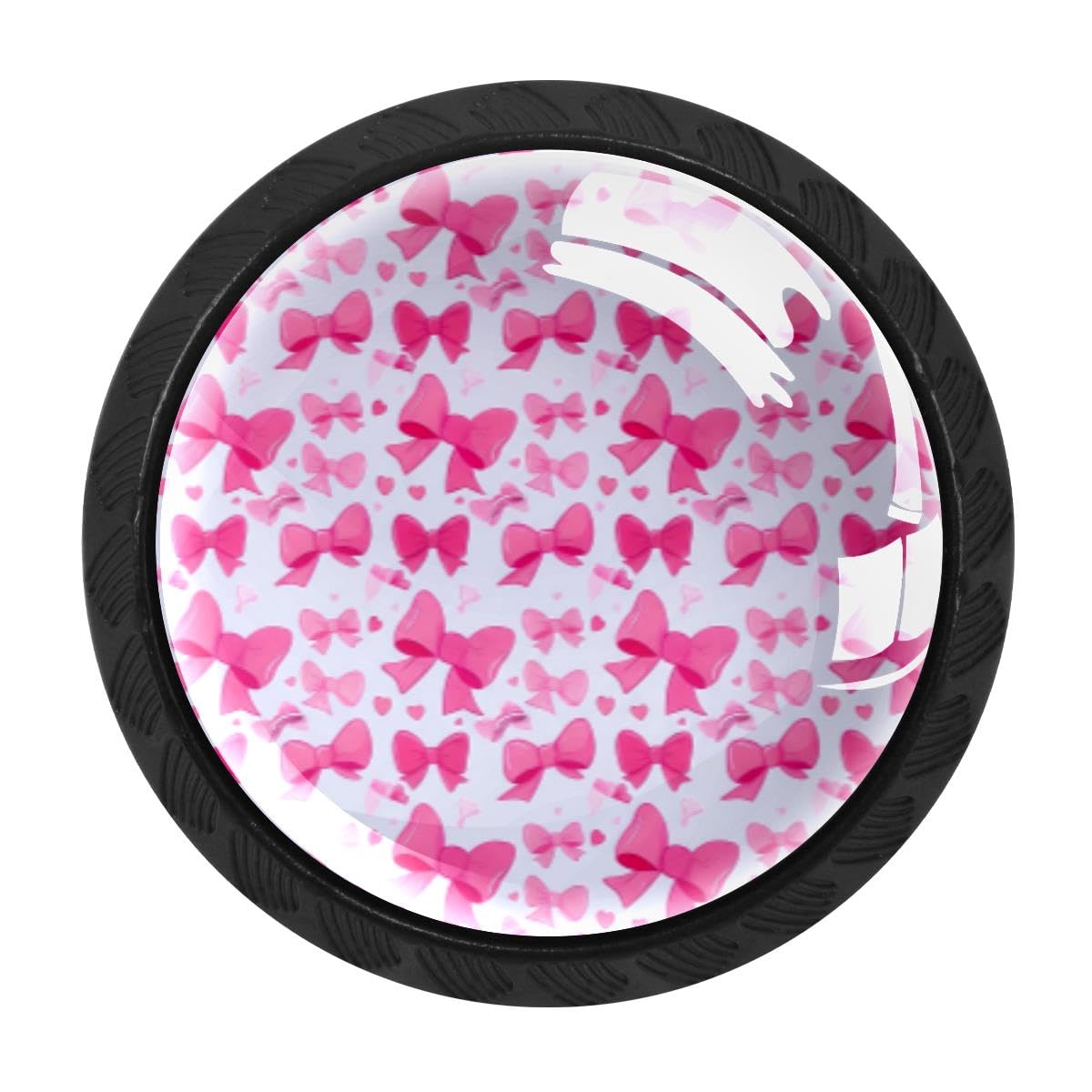 HEOEH 4 PCS Kitchen Cabinet Knobs, Pink Bow Drawer Knobs Dresser Handles
