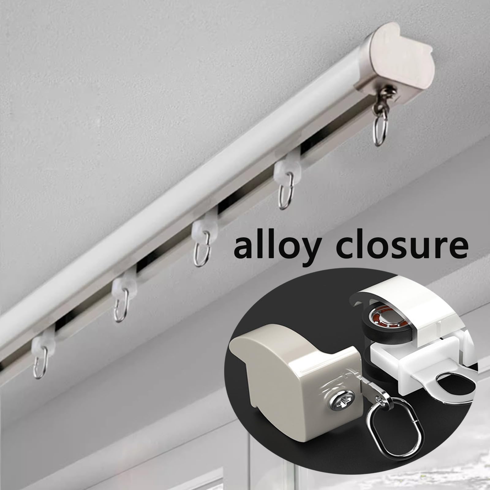 Montowany na suficie aluminiowy system szyn do zasłon 1,8 m srebrny - drążek do luksusowych zasłon, łatwy poślizg, idealny do użytku w pomieszczeniach, idealny do dekoracji okiennych