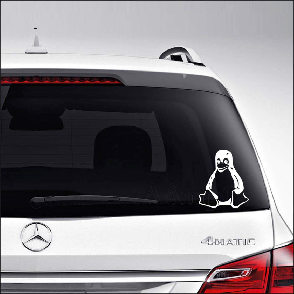 Aampco Decals Linux Tux Penguin Car Truck Motorcycle Windows Bumper Wall Decor Vinyl Decal Sticker Size- [6 inch/15 cm] Tall/Color- Matte White