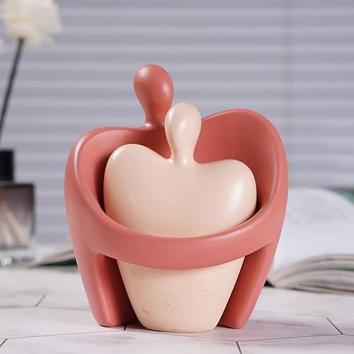 kwbegdv Figuras abstractas para parejas, escultura moderna de arte decorativo para sala de estar, regalo de boda o decoración suave del hogar (rosa)