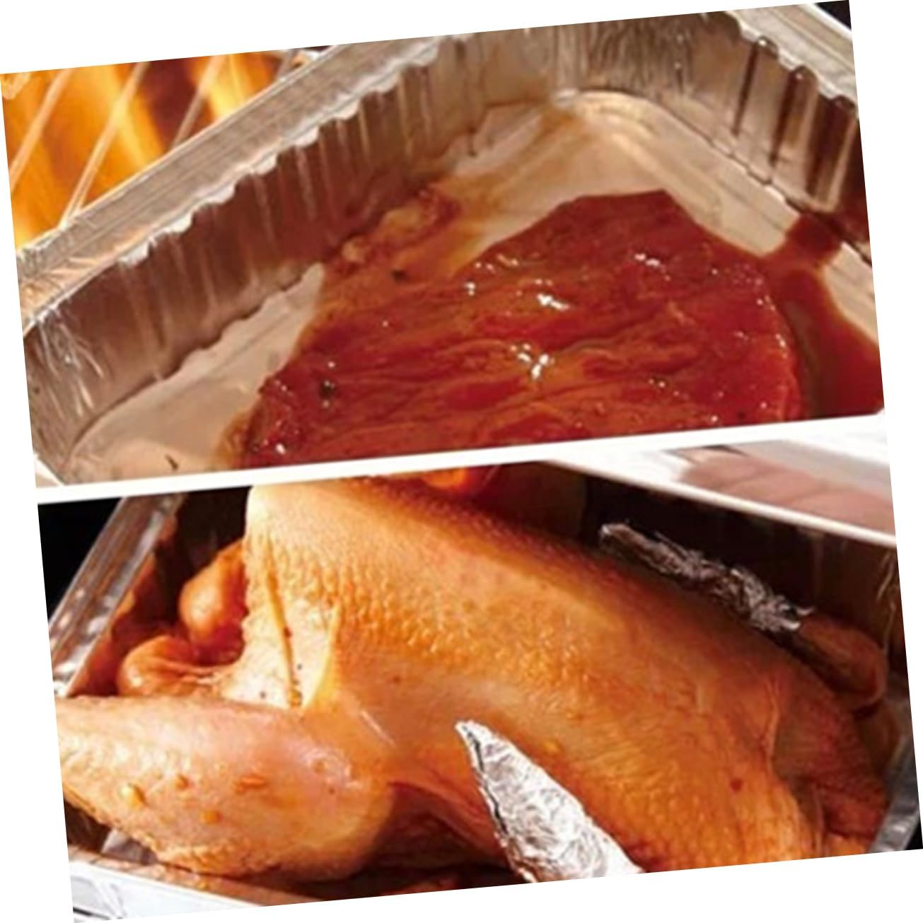 10pcs Aluminum Foil Trays for Grill Grease Pan Replacement Liners Easy Clean BBQ Accessory Set