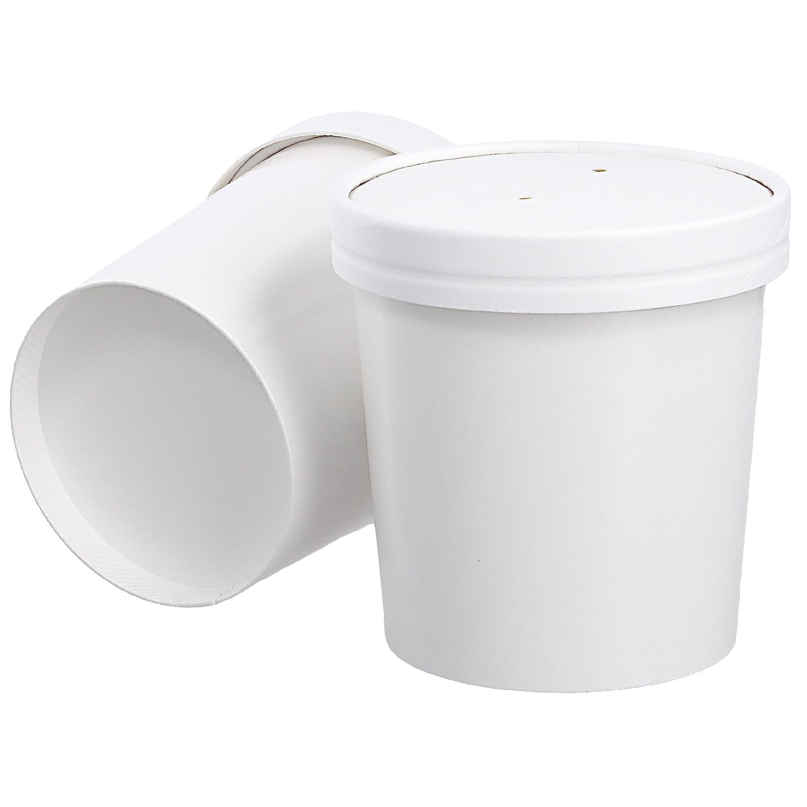 Lot De 50 Gobelets Carton 460 Ml Avec Couvercle – Idéal Soupe, Glace, Boissons Chaudes & Froides – Blanc – Micro-ondes & Congélateur OK
