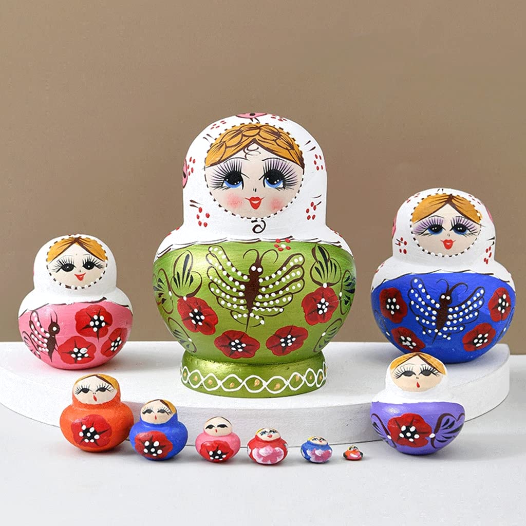Matrioszka Geschilderd Handwerk Russische Nesten Poppen 10 Stuks Matryoshka Hout Stapelen Geneste Set Collectible Poppen Set voor Home Decor zabawny prezent