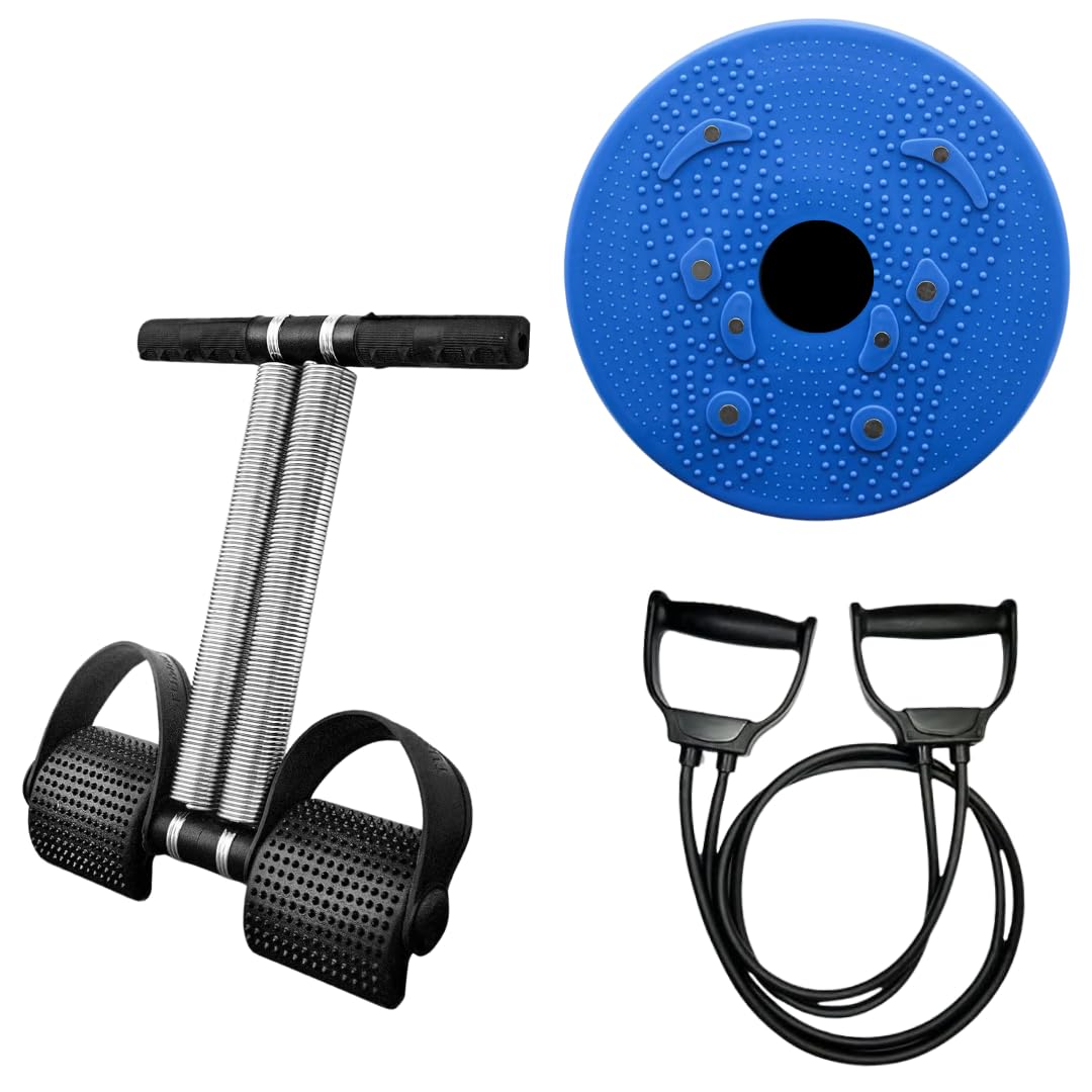 ZORDIK- Double Spring Tummy & Waist Trimmer for Men and Women + Double Toning Tube Resistance Band for Workout + Tummy Twister for Ab Excercise, Core Strength, Waist Reduction Black, Blue (B0D53TW459) Amazon Price History, Amazon Price Tracker