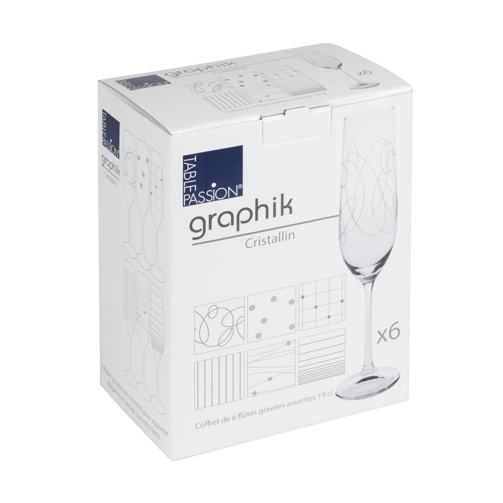 Flûte à Champagne Cristallin, 19 cl, Lot de 6