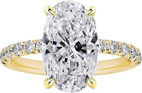 RURULUYA 3.5CT Oval Cut Engagement Rings for Women,Simulated Diamond Ring,925 Sterling Silver 18K YellowWhite Gold Plated Promise Ring