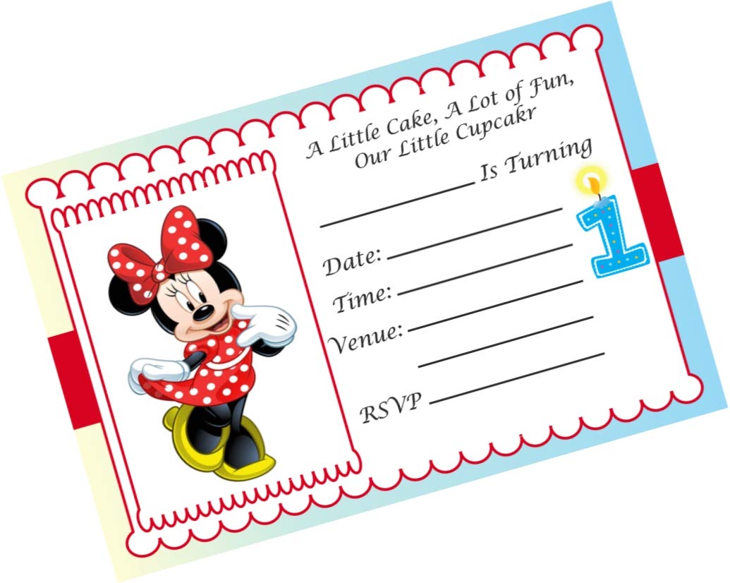 Partystuff Mickey Mouse Theme Cards Minnie Mouse Birthday Invitation Card 2 48 Cards Amazon In