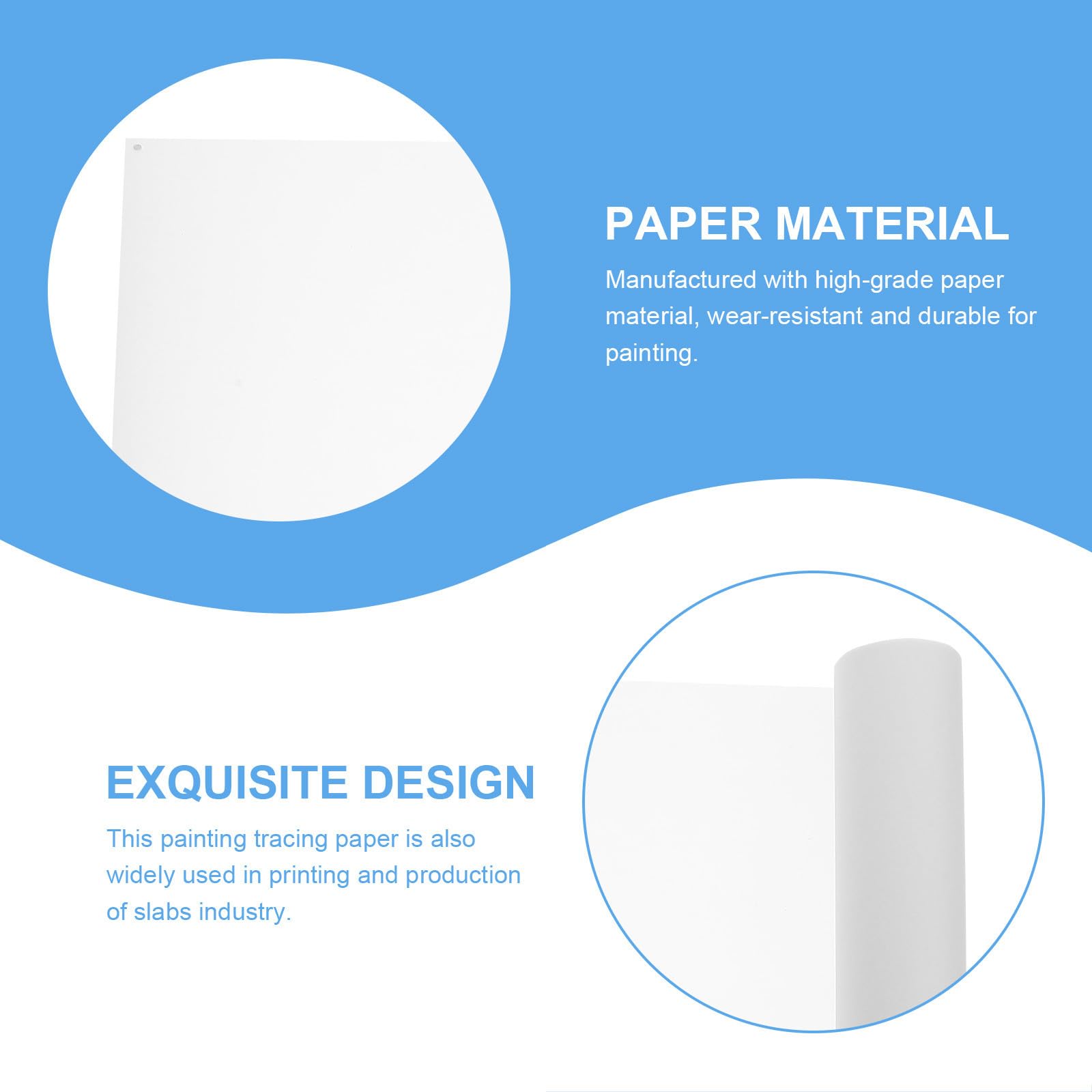 KALLORY Papier Calque Blanc en Papier pour Dessiner 1 Rouleau Résistant à l'usure et Traçage Précis pour Travaux de Calligraphie