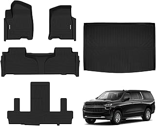 Floor Mats for 2021-2023 Chevrolet Suburban/GMC Yukon XL 7 Seats-All Weather Custom for Chevrolet Suburban/GMC Yukon XL Floor Mats Liners (2nd Row Bucket Seats) Cargo Liner Behind The 3rd Row
