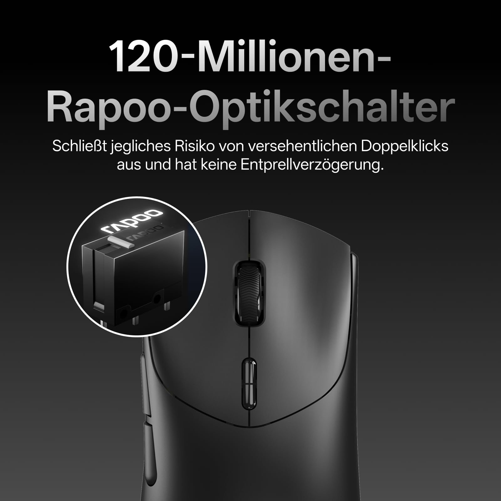 Rapoo VT7 MAX Kabellose Gaming-Maus, 53g Ultraleicht, Native 8000Hz, Nordic | nRF54L15 MCU, 750h Akku, PAW3950 30K DPI, 10 Programmierbare Tasten, Symmetrisches Design, Kompatibel mit PC & Mac, Schwarz