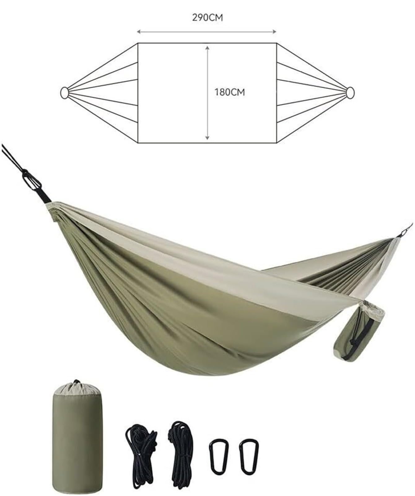 Amaca da campeggio con cinghie per alberi, leggero portatile 290x180 cm(B)