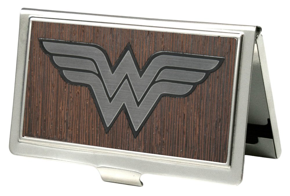 Buckle-Down Business Card Holder - Wonder Woman Logo Marquetry Black Walnut/Metal - Small