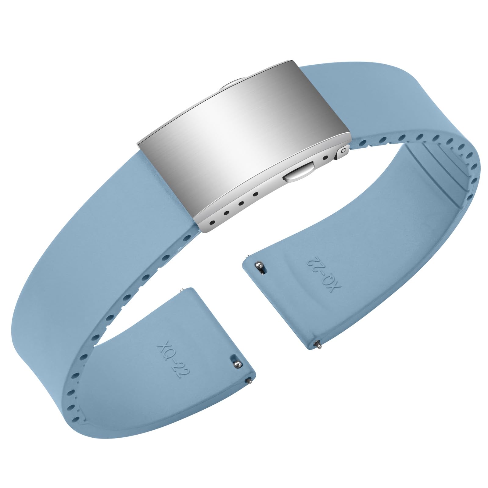 ULLCHRO Uhrenarmband aus Fluorkautschuk, FKM Kautschuk Armband mit Schnellverschluss, Edelstahl Faltschließe, Bandbreite 18mm 19mm 20mm 21mm 22mm