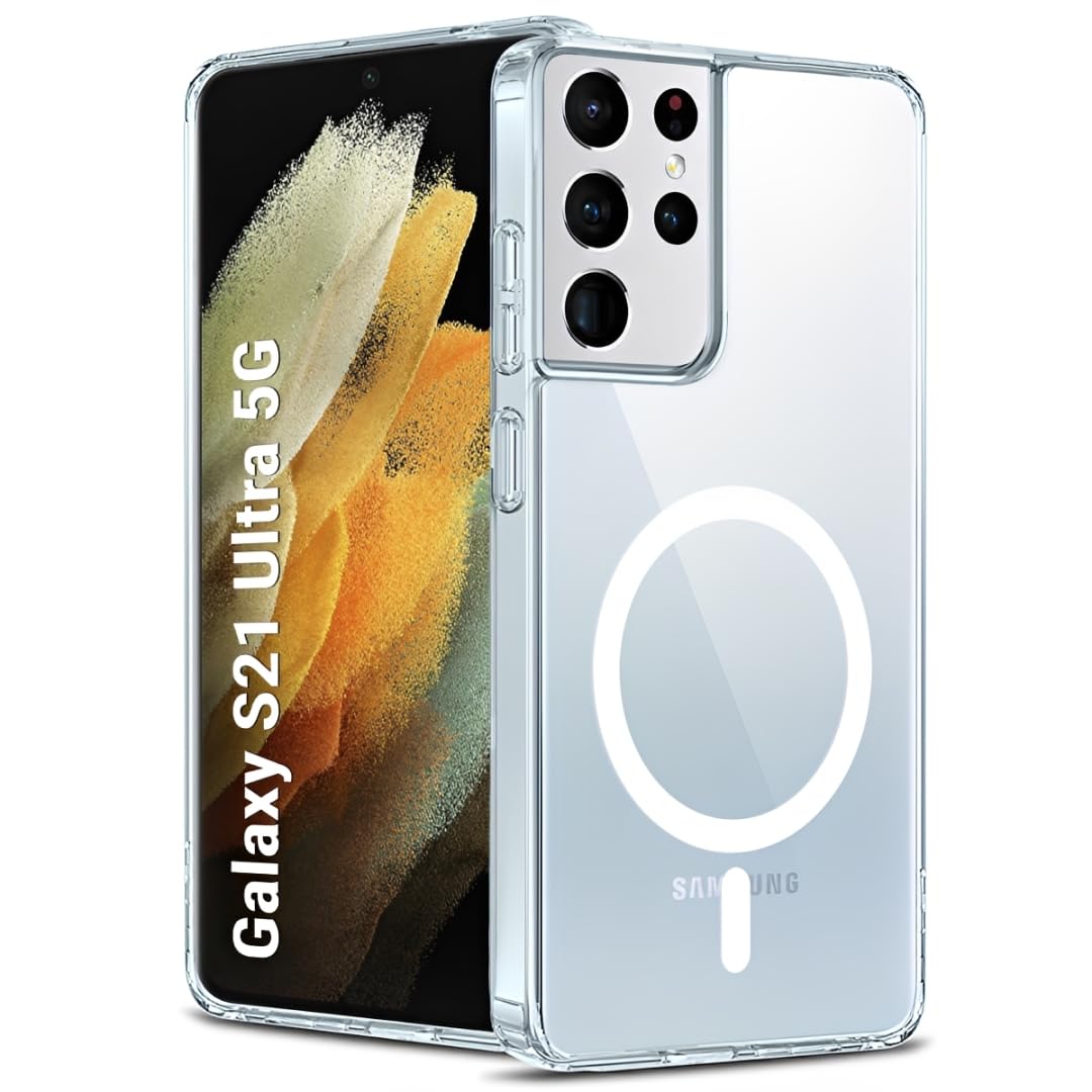 Aa TrendX Transparent PC + TPU Bumper Back Cover Compatible with Samsung Galaxy S21 Ultra 5G | Compatible with Magnetic Charging | Shockproof Case with Camera Protection