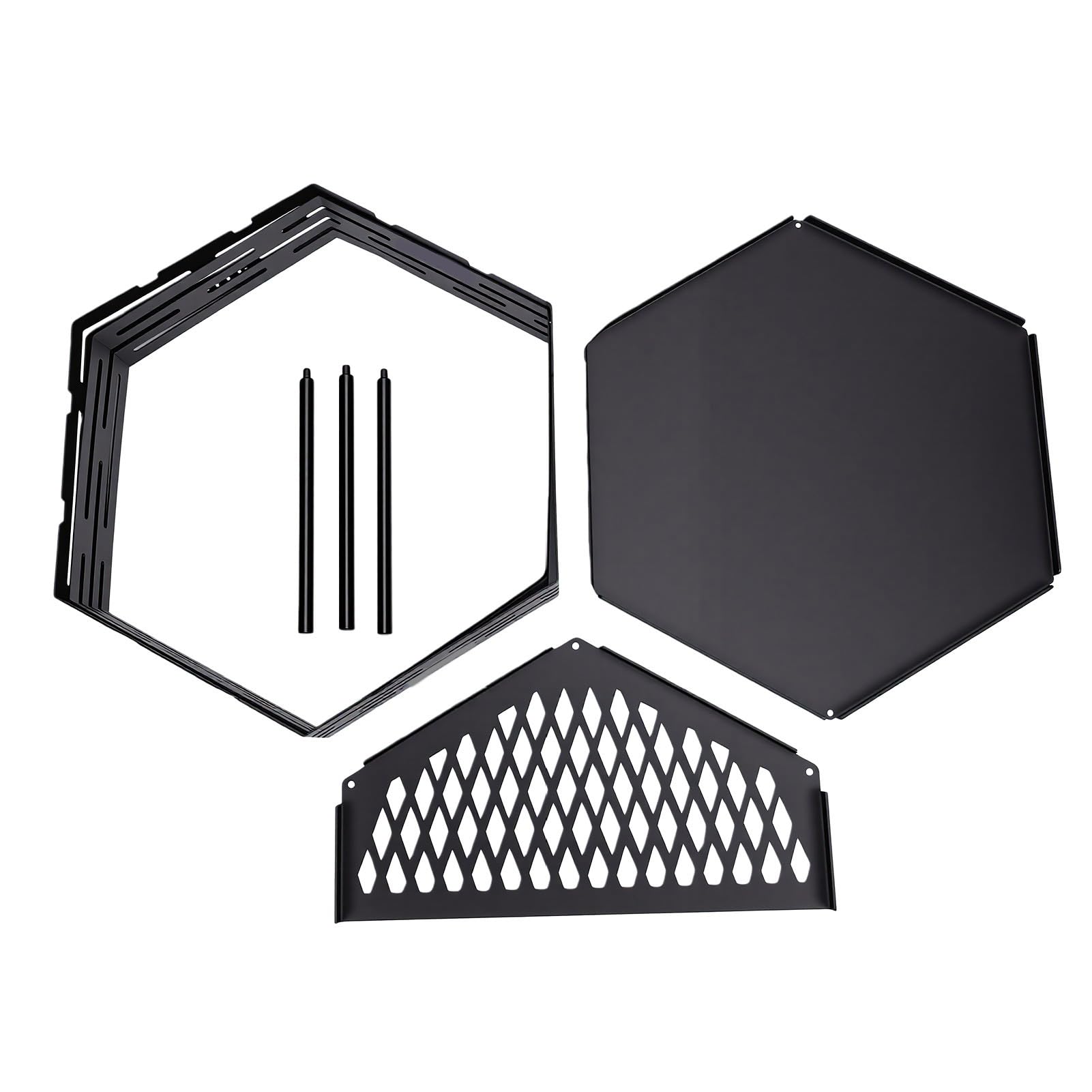 Generic Griglia Esagonale per Braciere a Legna da Esterno Portatile per Cortile, Campeggio, Barbecue, Riunioni, Acciaio Al Carbonio 18,39x16,54 Pollici