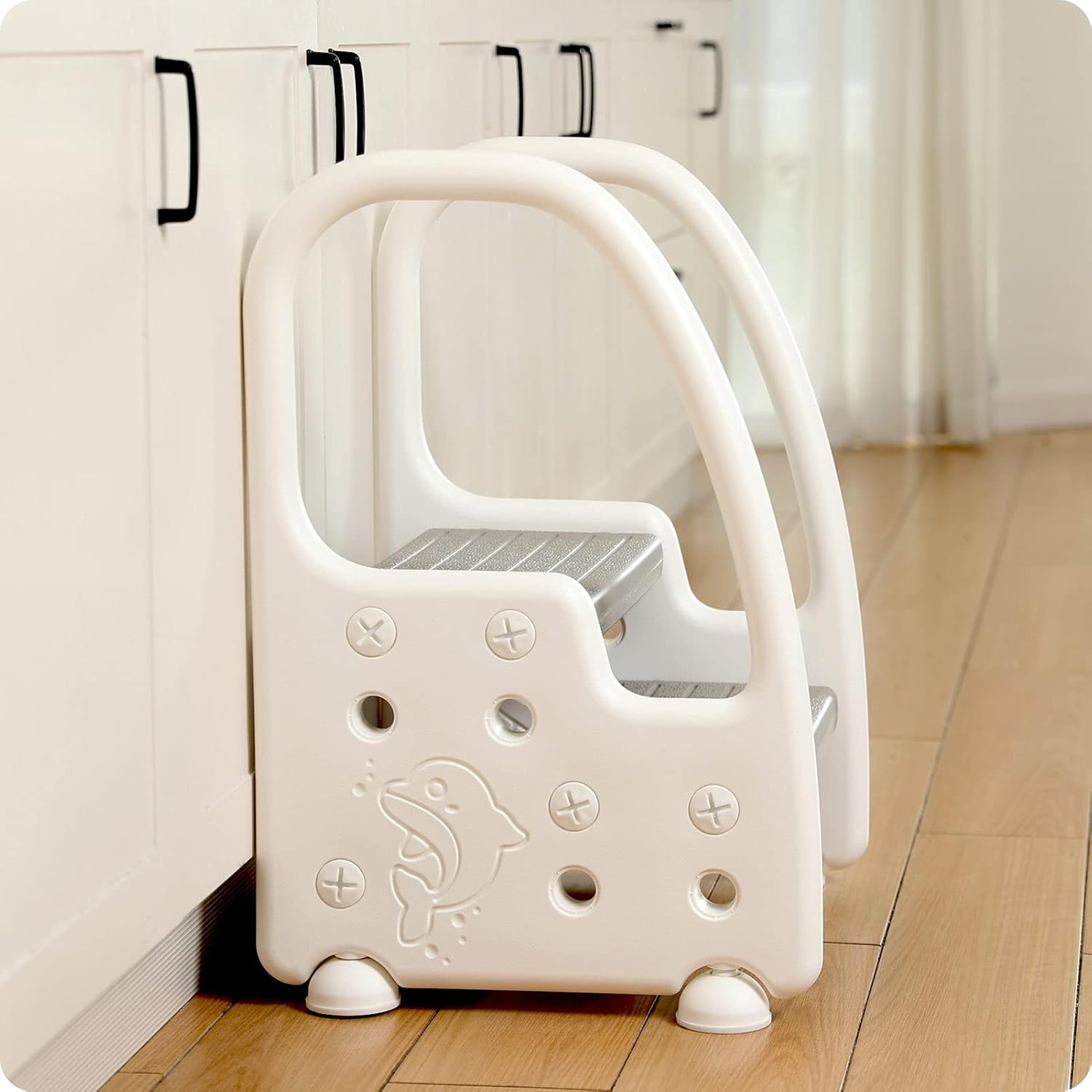 Two Height Adjustable Step Standing Stool with Handles Non-Slip Safety for Toddlers Children Kids Potty Training Kitchen Tower, Mangohood