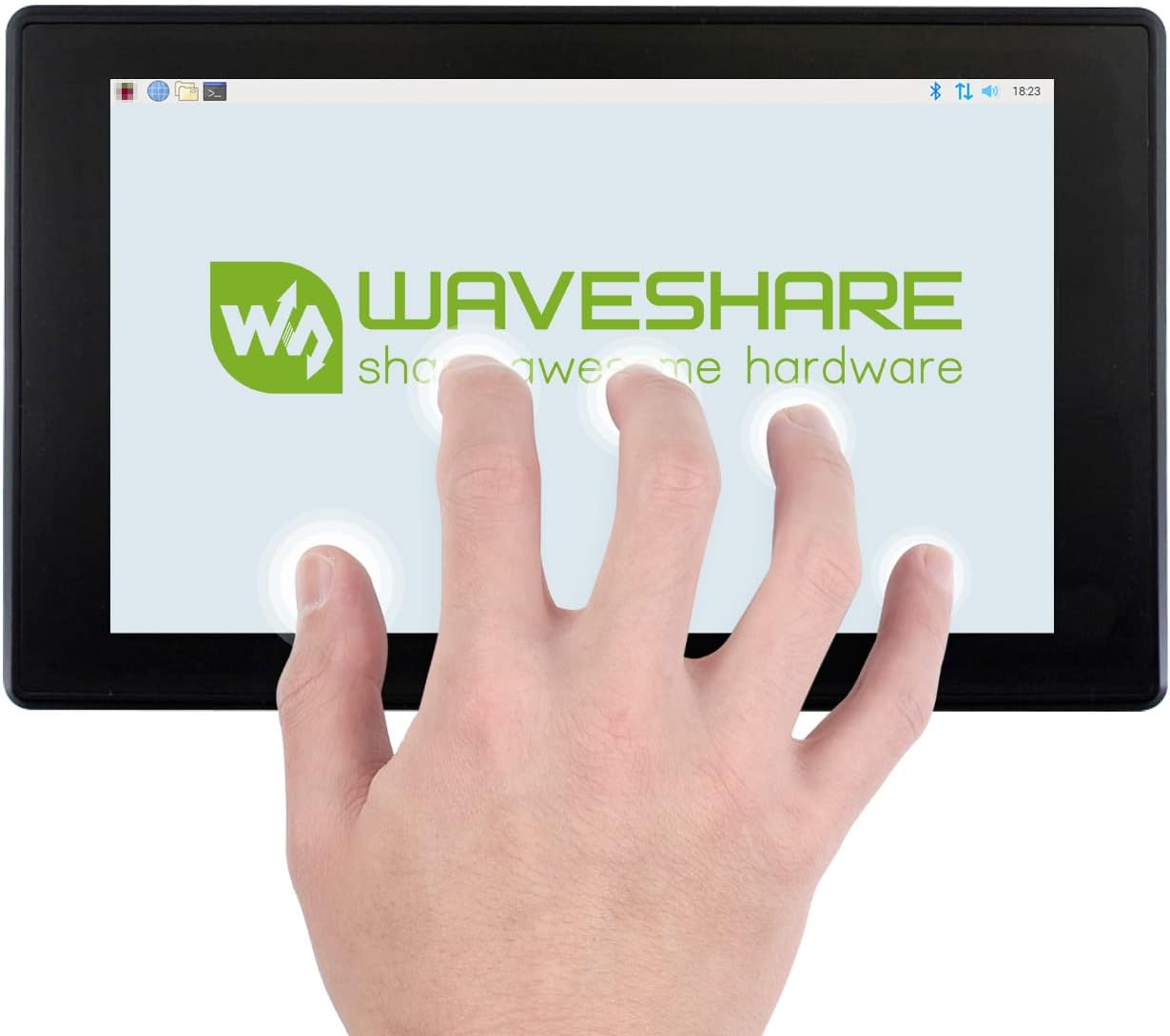 waveshare 7inch Capacitive Touch Screen LCD (H) with Case, Compatible with Raspberry Pi 5/4B/3B/Zero/Zero W/Zero 2W/Pico/Pico W/Pico WH, 1024×600, HDMI, IPS