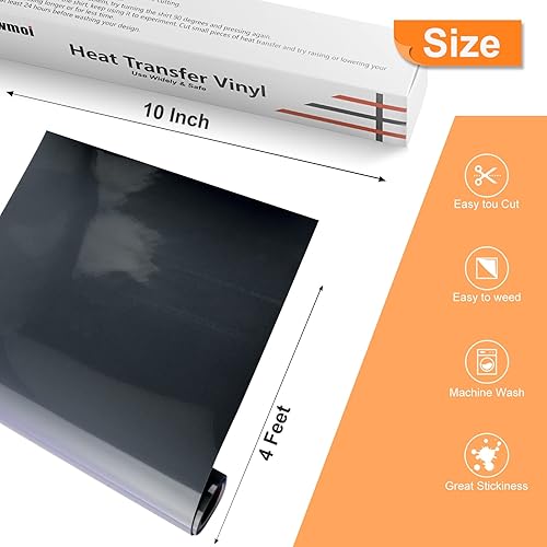 Miniatura 2 de Viewmoi Rollo de vinilo de transferencia de calor flocado HTV de 10 pulgadas x 4 pies planchar para ropa de bricolaje verde azulado