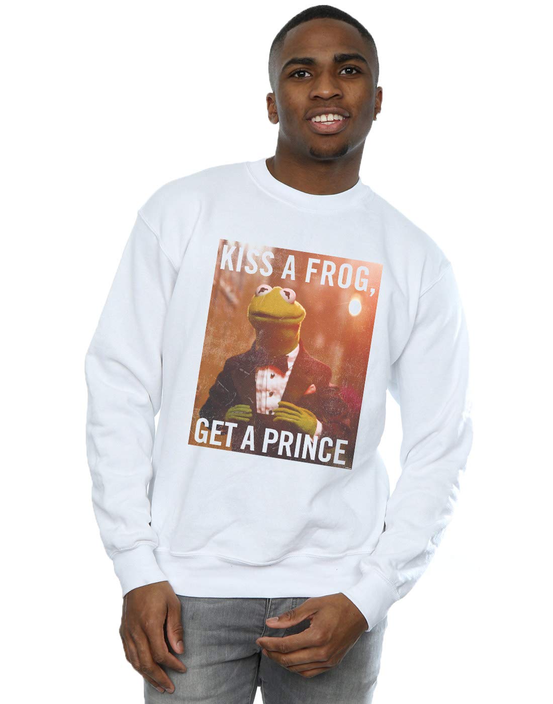 Absolute Cult Men's White Disney The Muppets Kiss A Frog Get A Prince Sweatshirt Large