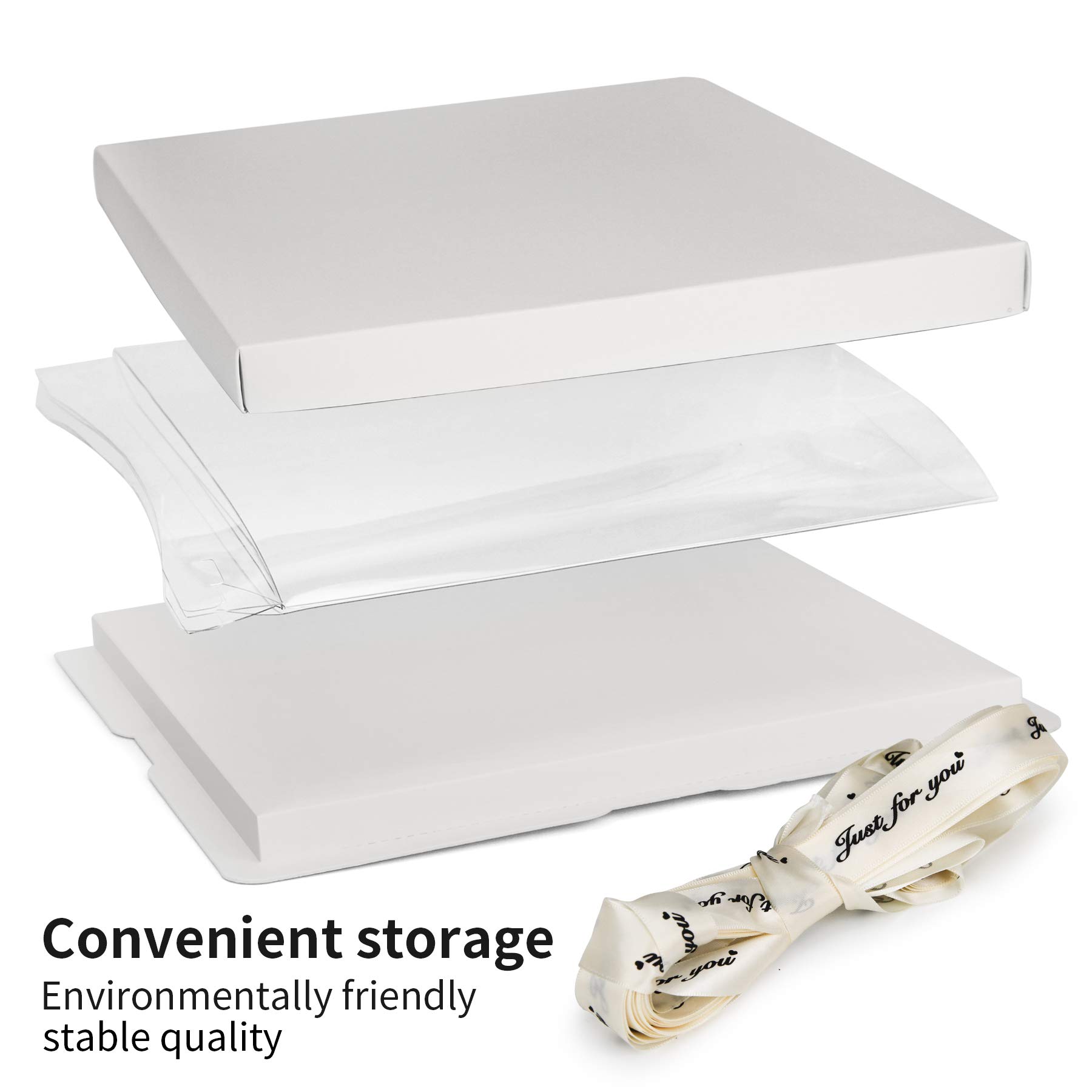 Caja transparente para pasteles, paquete de 2 contenedores para tartas de 10 x 10 x 9 pulgadas con cinta transparente con tapa, paquete de regalo para cumpleaños, boda, color blanco
