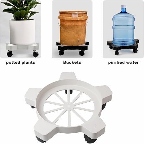 Miniatura 5 de Carrito de cubo de 5 galones con 5 ruedas giratorias de balanceo suave, 75 libras, sin punta ni derrames para cubo y maceta de 5 galones, diámetro