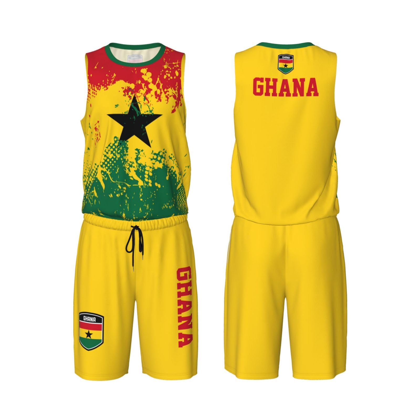 Ghana Flag Grain (3) Basketball Jersey Uniform Suit for Men Women Adults Training Athletic Set