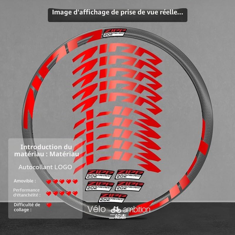 pour Zipp Firecrest 202 Vélo de Route 2021 - Ensemble d'autocollants de roue à jante en carbone | Décalcomanies de couleur personnalisées, résistantes aux rayures, graphismes de roue protégés UV