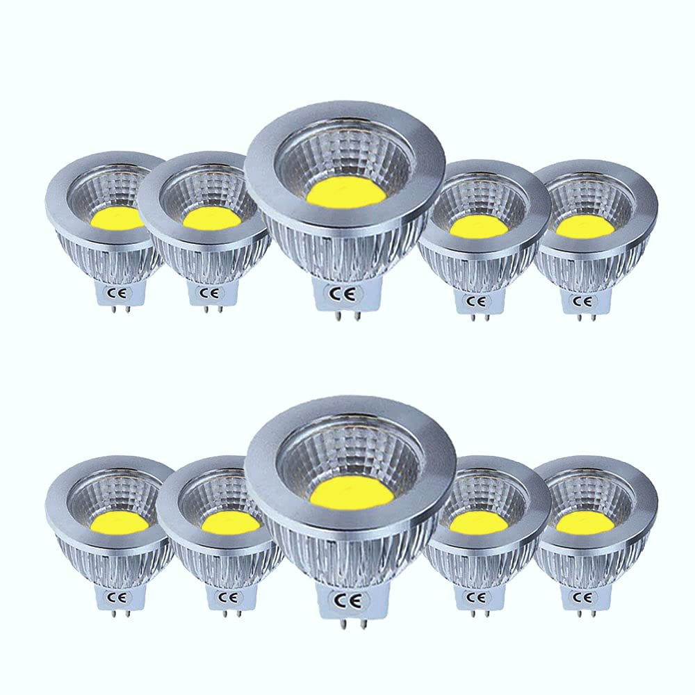 Bombillas led 10 Bombillas LED MR16 de 6 W, Blanco frío, 6000 K, Equivalente a 60, 600 LM, CA 85-265 V, Foco no Regulable