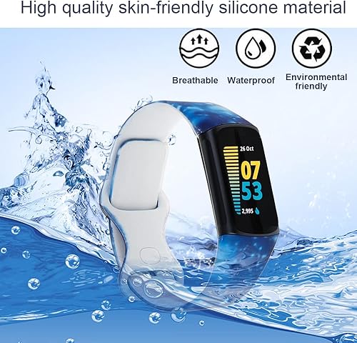 Miniatura 10 de honecumi Correa de repuesto para Fitbit Charge 6 para mujeresFitbit Charge 5, correa de reloj deportivo de silicona suave para Charge 6Charge 5 para