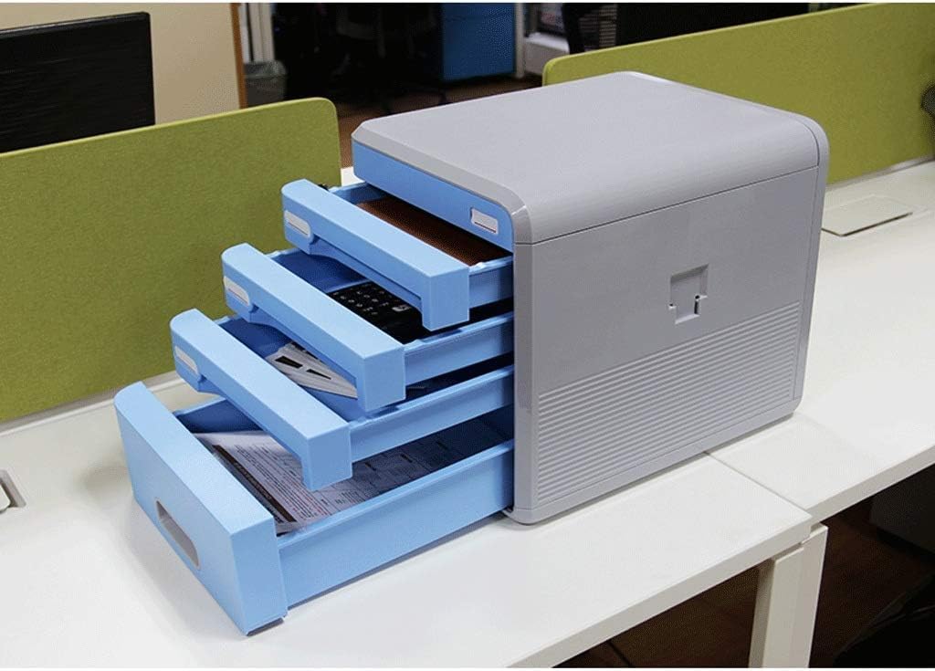 Schedario a 4 cassetti - Documenti da ufficio portatile con blocco password blu - File Manager sicuro per casa e ufficio Scatola di file elegante e funzionale