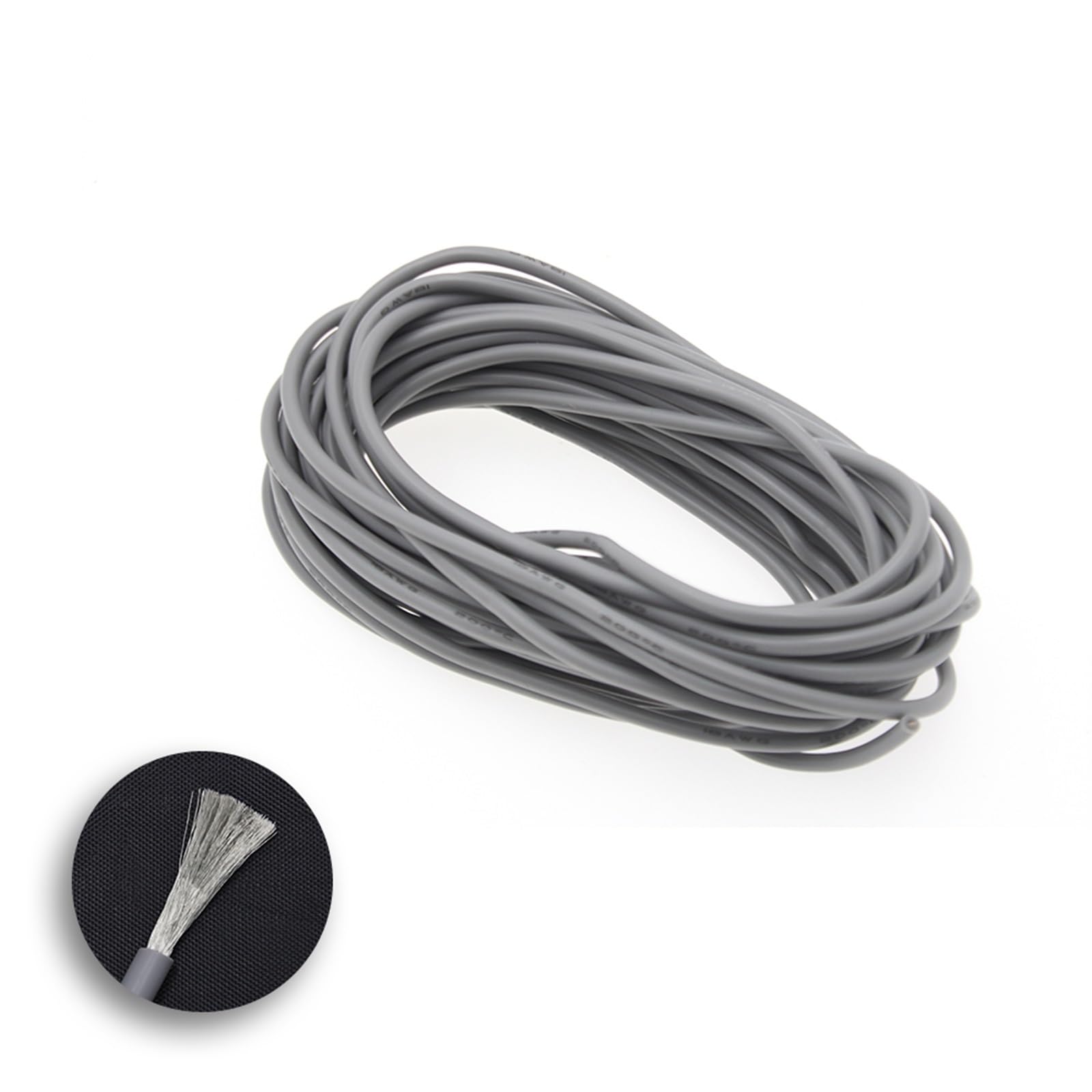 Outdoor Extension Extra Soft High Temperature Silicone Wire Cable 12AWG 14AWG 16AWG 18AWG 20AWG 22AWG 24AWG 26AWG Wire Solar sheathed(Gray,15AWG 1meters)