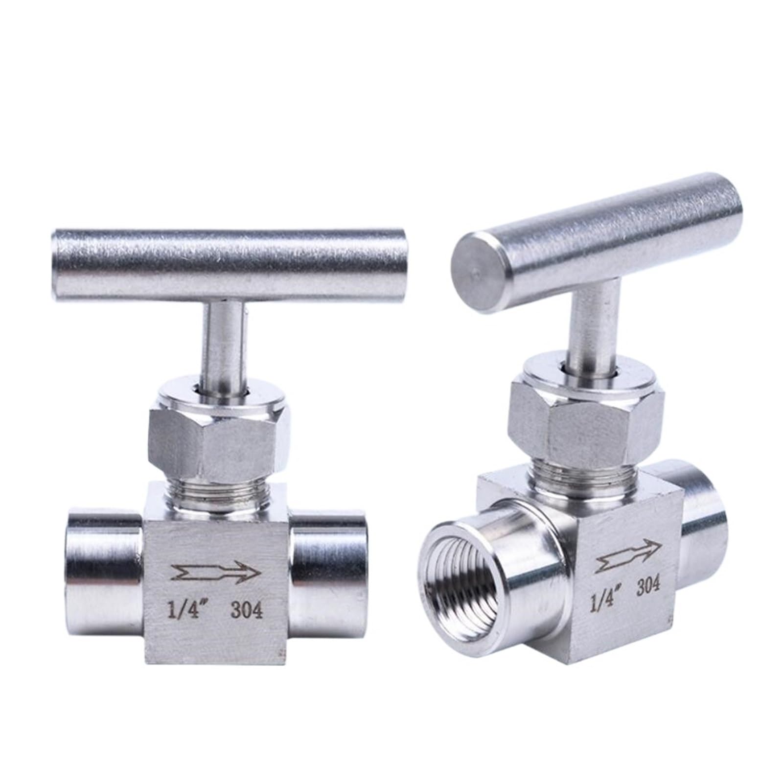 Vanne à aiguille inox 304 taraudée 1/4 raccord 2 voies
