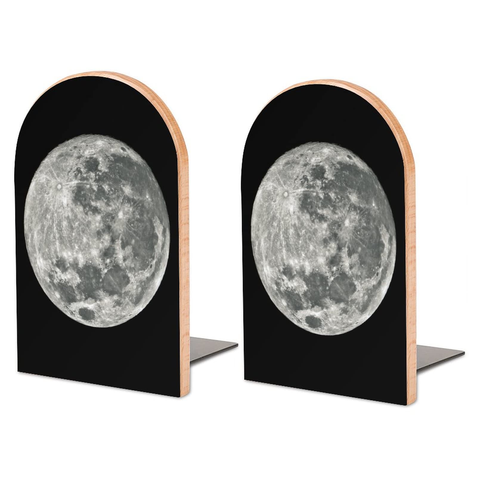 Full Moon Bookends Heavy Duty Book Stand 1 Pair for Home Office Shelves Decorative