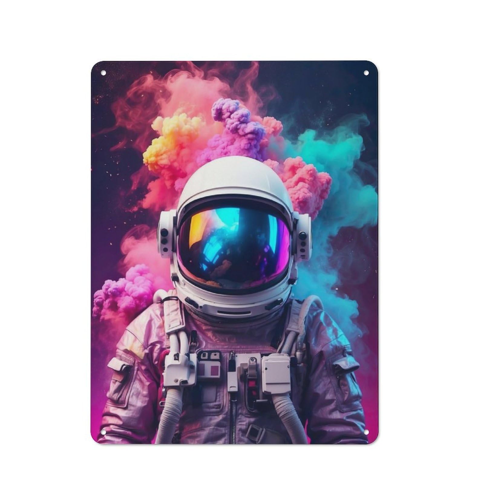 Junmoney Astronaut Smoke Vintage Metal Plaque 40X30cm For Guest Room Or Hallway, A Decorative Christmas Gift For Guest Room Decorators