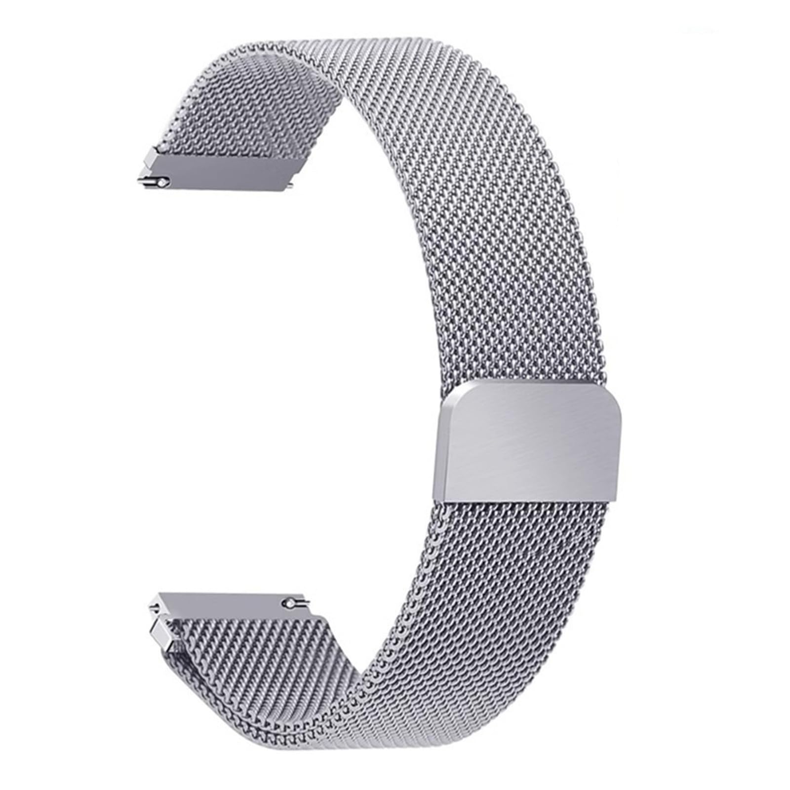 Bracelet de montre magnétique milanais en acier inoxydable à dégagement rapide pour DW Longines Casio Tissot Huawei Garmin Samsung Noir 20 mm de large
