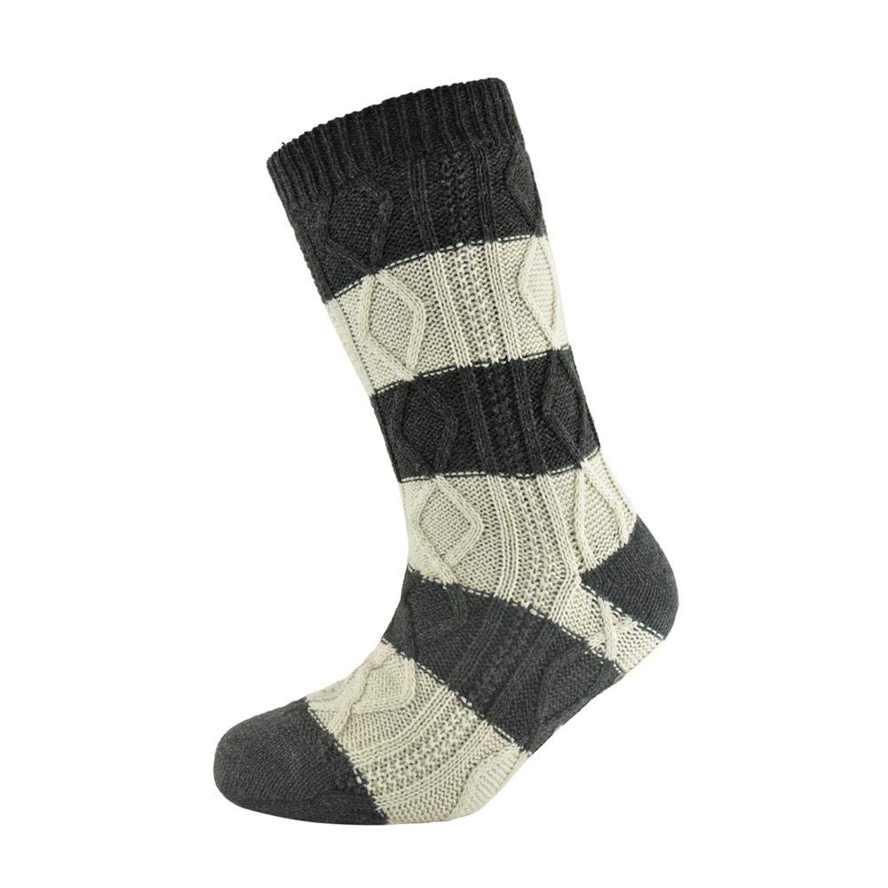 Mens Chunky Slipper Socks - Snuggle Fleece Lined - Cable Knit Winter Socks - Warm Thermal Gift Idea