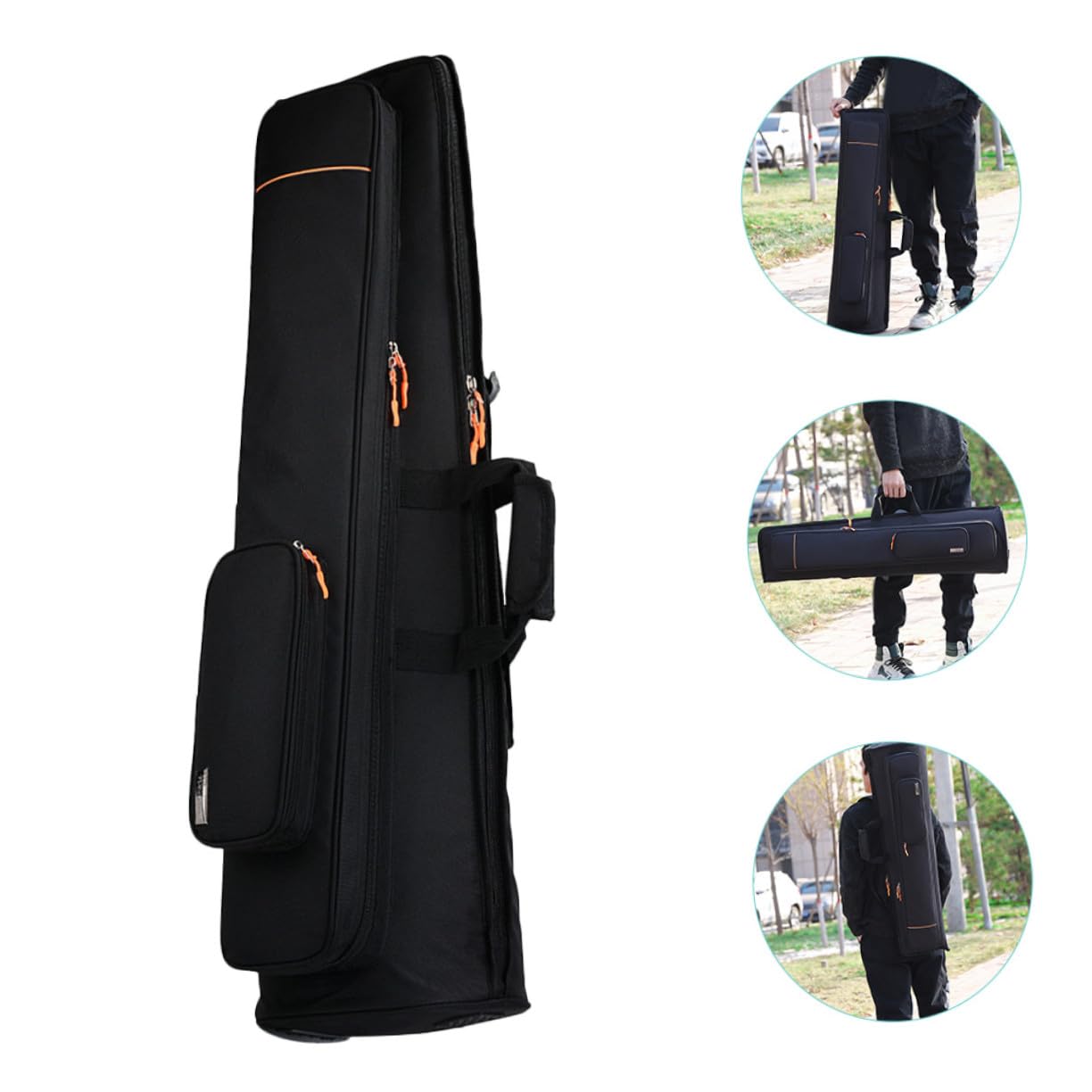 FRCOLOR Bolsa para Trombón de Gran Capacidad en Tela Oxford Negra Diseño Creativo, Protección Acolchada y Fácil de Transportar para Músicos